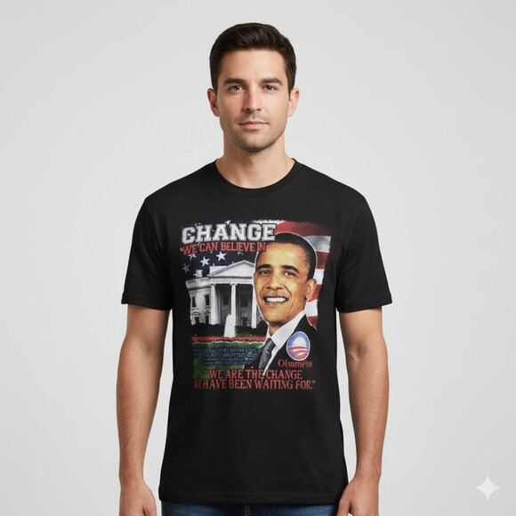 USA President Barack Obama Black Campaign Shirt - Picture 1 of 1